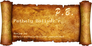 Pethely Bolivár névjegykártya